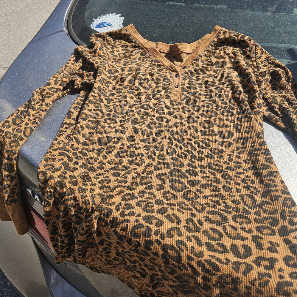 Leopard Print Button-Up Top